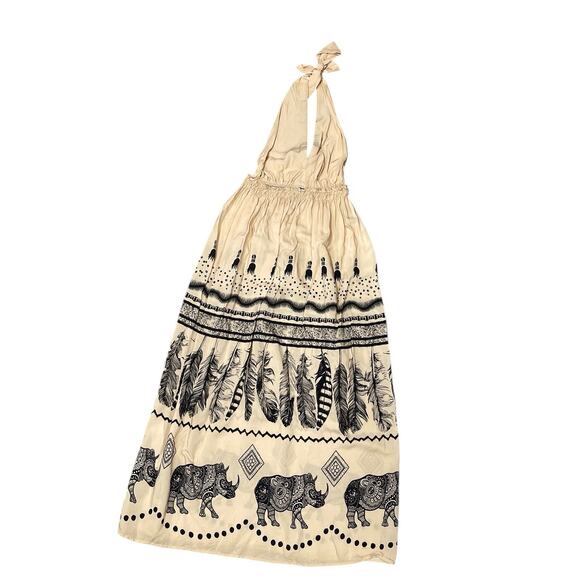 Dixie Open Back Halter Top Maxi Dress Feather Print Small - Picture 4 of 9